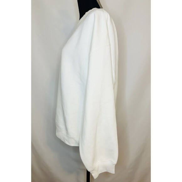 J. Crew Heritage Fleece Crop Cozy‎ Pullover Sweatshirt Ivory Women's XL NWT - Picture 2 of 10